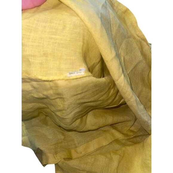 Terzo Millennio Womens Medium Yellow 100% Linen Blouse Tunic Button Back - Picture 9 of 10
